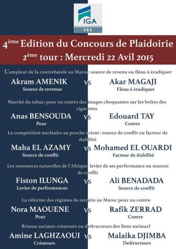 Concours de Plaidoirie 2014/2015 : Deuxième Tours
