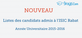 Listes des candidats admis à l'ISIC Rabat 2015