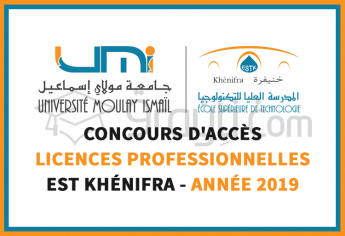 Concours d'accès aux Licences Professionnelles à l'EST Khénifra 2019