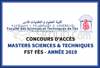 Concours d’accès aux Masters Sciences et Techniques à la FST Fès 2019