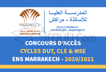 ENS Marrakech : DUT, Licences en Education et Masters Spécialisés en Enseignement 2020-2021