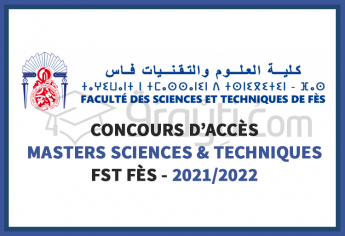 Concours d'accès au cycle Master Sciences et Techniques de FST Fès 2021-2022
