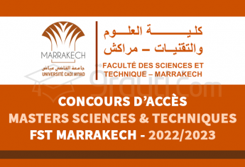 Concours d'accès aux Masters Sciences et Techniques de FST Marrakech 2022-2023