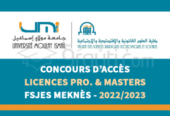 Concours d'accès aux Licences Professionnelles et Masters de la FSJES Meknès 2022-2023