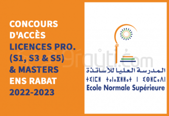 Concours d'accès aux Licences Professionnelles (S1, S3 et S5) et Masters de l'ENS Rabat 2022-2023
