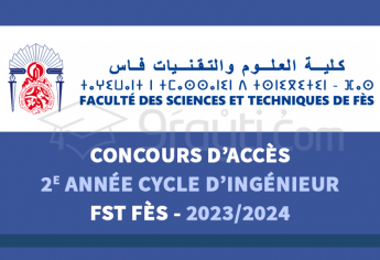 Concours 2e année cycle d'ingénieur de FST Fès 2023-2024