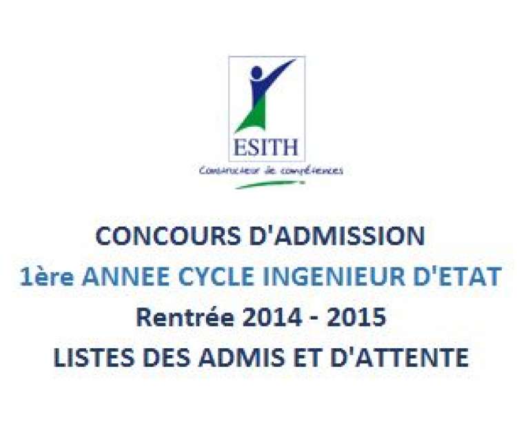 Résultats définitifs du concours ESITH Casablanca 2014