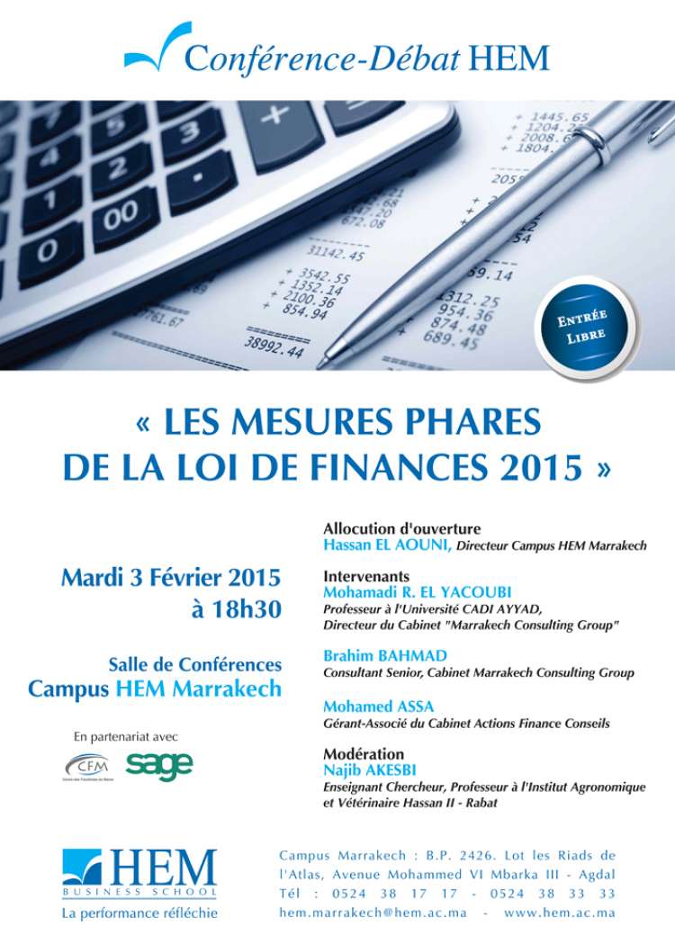HEM - Conférence-débat à HEM Marrakech sous le thème : Les Mesures Phares de la Loi de Finances 2015
