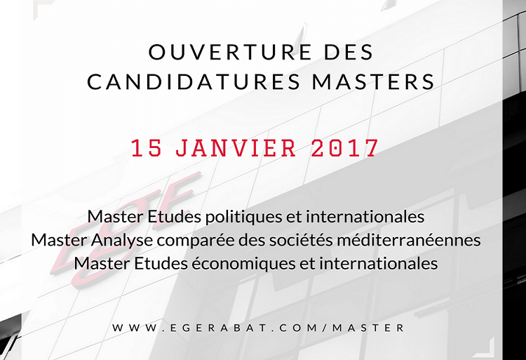 Ouverture des candidatures Masters EGE Rabat 2017/2018