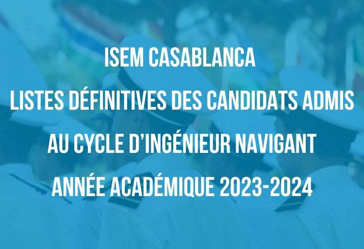 ISEM Casablanca Listes définitives des candidats admis au Cycle d